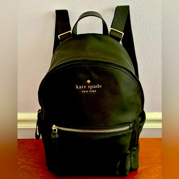 Kate Spade New York Black Nylon BackpackGold HardwareWith COA